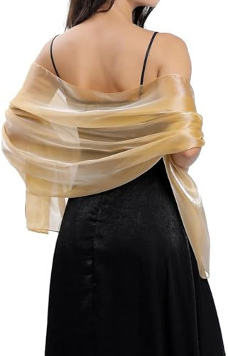 stola Damen Festlich Leicht Und Weich, für Brautjungfern, Hochzeiten Und Parteien, Mehrere Farben VerfüGbar, 70 * 170cm (Gold)