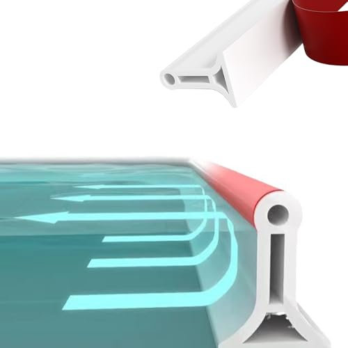 Cotensta 200cm Barre de Seuil de Douche Autoadhésive, Silicone Barrière de Seuil de Douche, Joint de Seuil de Douche, Joint d'étanchéité pour Porte de Douche sans Cadre, Edangshuitiao