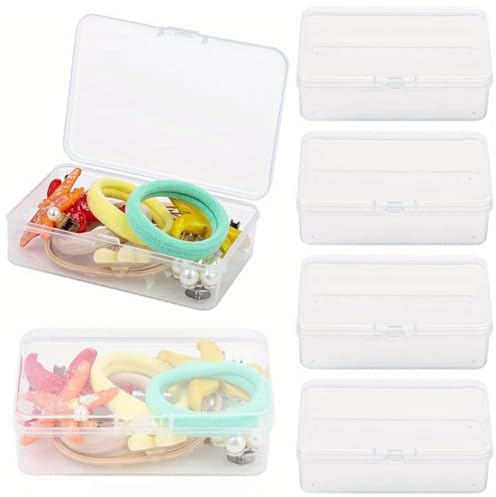 POHOVE 6 Stück Kleine Aufbewahrungsbox, Plastikbox mit Deckel Klein | 10.5 x 7.5 x 2.5cm Transparent Mini Leere Boxen, Bastelzubehör Kunststoff Sortierbox für Kleine Perlen Schmuck Schrauben