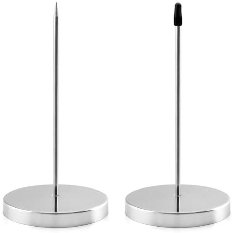 euluoziqing 2 Pcs Pincho para Notas, Soporte para Recibos, Soporte de Púas de Papel con Base Redonda para Restaurantes Bares Oficinas (Plateado)