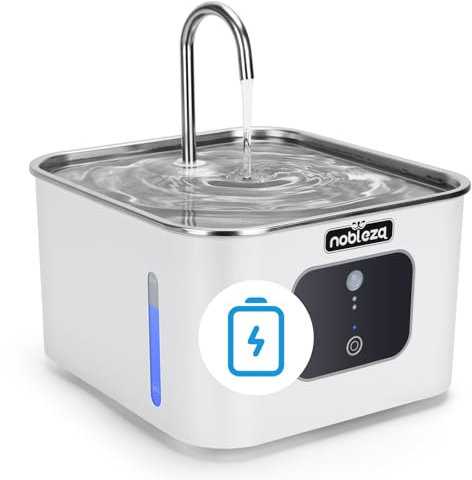 Nobleza Fuente para Gatos sin Cable con Sensor de Movimiento, 4L Bebedero Gatos Fuente Automatico con Bateria 4000mAh Recargable, Bebedero Ultra Silencioso, para Gatos y Perros