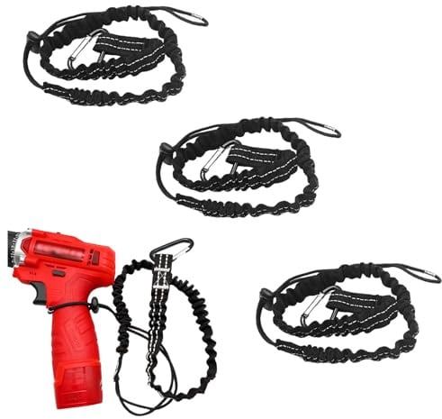 Set da 3 pezzi Protezione anticaduta per utensili, Cordino per Attrezzi, con moschettone, Corda per attrezzi da esterno, Sicurezza per attrezzi cordino, Corda di sicurezza per attrezzi da lavoro