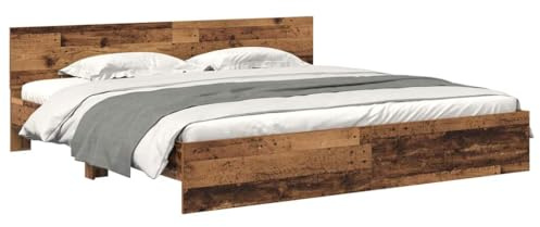 vidaXL Bettrahmen mit Kopfteil Altholz 180 x 200 cm Holzwerkstoff