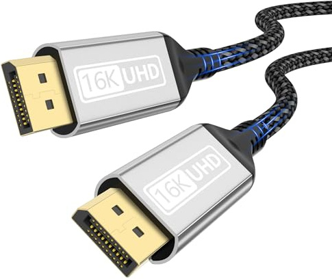 16K Displayport Kabel 2.1,1M DP Kabel 16K@60Hz 10K@60Hz 8K@120Hz 4K@240Hz 165Hz 144Hz,DP kabel 80Gbps mit HDR,FreeSync,G-Sync,DSC 1.2a,HDCP 2.2 kompatibel mit PC,HDTV,Gaming Monitor ,Laptop,Grafik