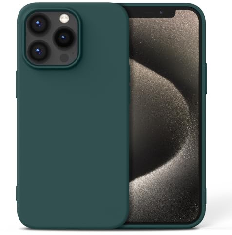 Nonional Silikon Hülle für iPhone 15 Pro, Kameraschutz Stoßfest Kratzfest Dünn Handyhülle - Tannengrün