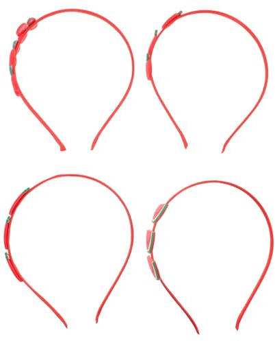 Artibetter 4 diademas de frutas, diademas rojas de sandía, fresa, cereza y manzana, antideslizantes para fiestas, días de playa, uso diario y sesiones de fotos.