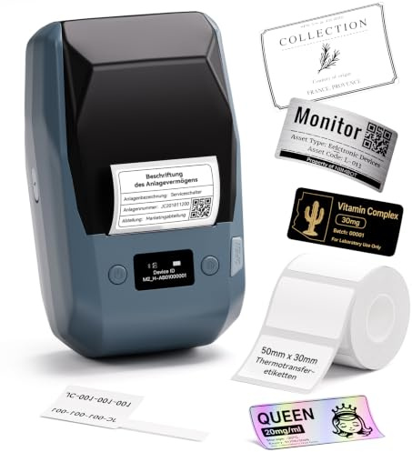 NIIMBOT M2 Etikettendrucker mit Etiketten Thermotransfer Label Printer | Unterstützt Farbdruck, HD-Druck mit 300 DPI, Bluetooth Etikettiergerät Sticker Drucker für Büro Kleinunternehmen Labor