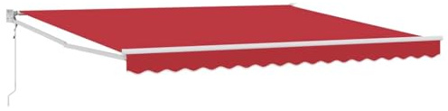 LKJephalotrop Tenda da sole motorizzata con braccio articolato, rosso, 400 x 300 cm, tenda retrattile per terrazza e giardino, robusto telaio in alluminio con telecomando, con manovella inclusa