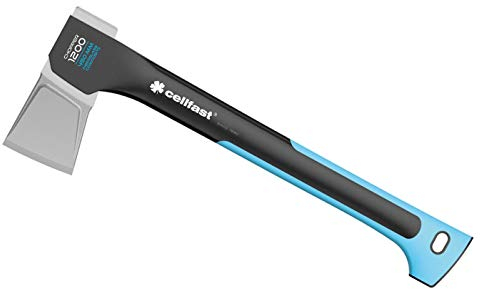 CELLFAST Axt Spaltaxt Für Anmachholz Für Kleine Stämme Leicht Bequem Transportschutz Haltbar Gehärteter Stahl Safetouch Glasfaserverstärkter Stiel 450 mm 1,2 kg