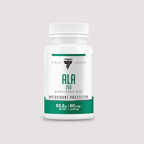 Trec Nutrition Ala 250 Natürliches Antioxidant Alpha-Liponsäure (ALA) Stoffwechselprozess Bodybuilding - 60 Kapseln