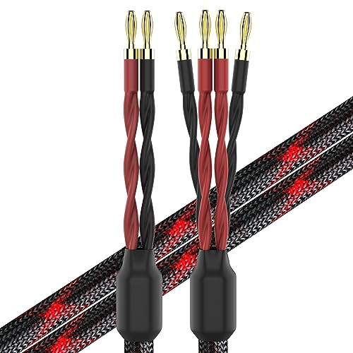k4B-2B Bi-Wire Lautsprecherkabel (2 Bananenstecker – 4 Bananenstecker), 1 Paar Set (insgesamt 12 Bananenstecker), k4B-2B (5 m))