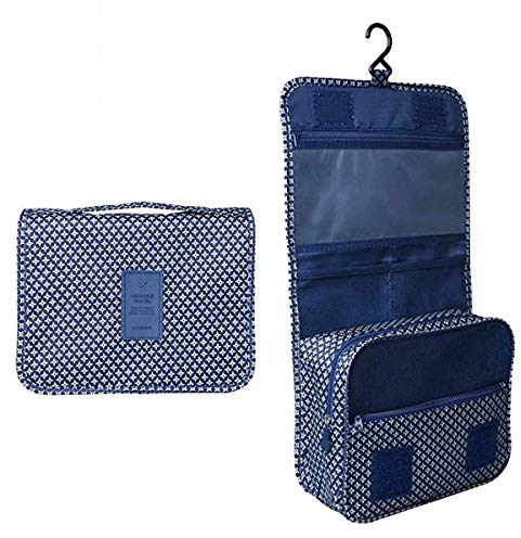 BryTravel Trousse de Toilette Pliable avec Crochet, Trousse de Toilette améliorée pour Voyage, Grande capacité, étanche, Trousse de Maquillage, Organisateur pour Voyage, Gym, Camping, Nave Blue Star