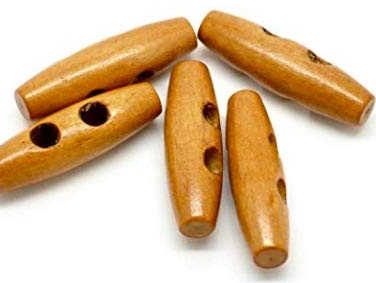 CansyY 20 Knebelknöpfe Holz Braun, Holzknöpfe Knebel, Mantellknöpfe, ovale Knöpfe, 4 x 1,2 cm - 2 Löcher