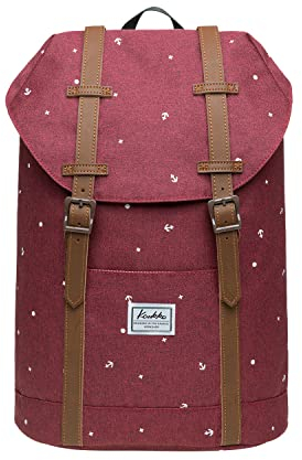KAUKKO Schöner und durchdachter Rucksack mit Laptopfach für 15 Zoll Schule Uni 22L, Maroonep6-5 Polyester, Taille unique, Schulranzen
