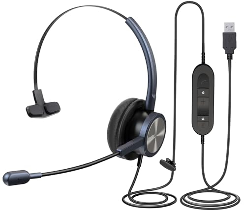 MAIRDI USB Headset with Microphone Noise Canceling for Zomm Microsoft Teams, PC Headset with mic for Office Call Center Customer Service Telephone Call, Computer Headphone for Dragon Nuance Speaking