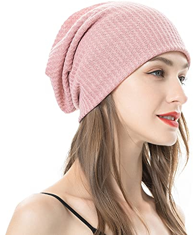 ZLYC Summer Long Slouch Beanie Leicht Weich Jersey Mütze für Damen und Herren,Festes Rosa,Gr. Einheitsgröße