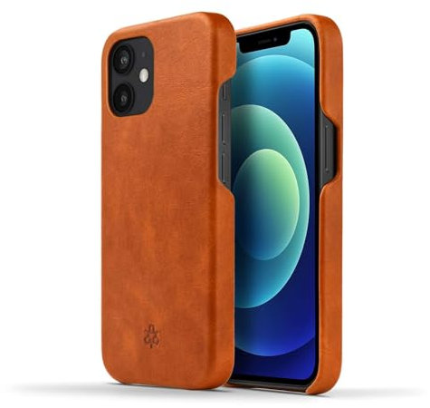 NOVADA Genuine Leather iPhone 12 Case - Back Cover - Tan