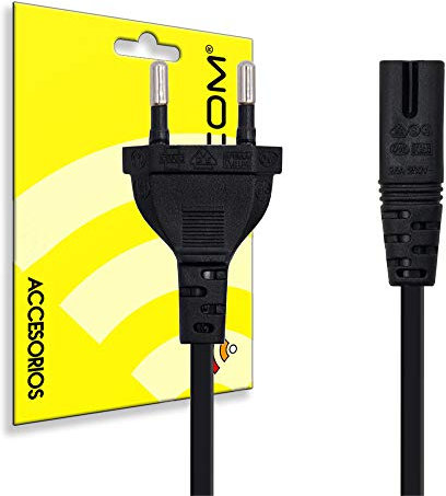 Actecom Cable alimentación 8 con 2 Pines Enchufe Europeo Compatible con Sony PlayStation Ps1 Ps2 Ps4 Cargador portatil Euro Enchufe Tipo C & C7 Enchufe Universal Cable de conexión Negro 1,5m