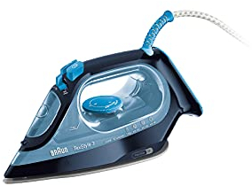 Braun SI3050BL Fer à Repasser, Puissance 2400 W, Semelle Super céramique freeglide 3D avec Repassage bidirectionnel, Coup de Vapeur de 160 g, systèmes calcaire et Anti-Gouttes, Plastique, Bleu