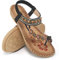 Ablanczoom Flache Damen-Sandalen, Sommer, Gladiator, Bohemian, Perlenkleid, bequem, offene Zehenpartie, elastische Knöchelriemen, Schlupfsandalen, Schwarz, 37.5 EU