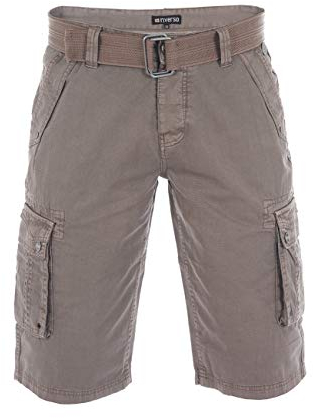 riverso Kurze Hosen Herren Cargo Shorts mit Gürtel Regular Fit RIVAnton Cargoshorts Sommer 100% Baumwolle, (W 40, Middle Brown)
