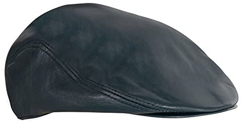 Infinity Leather Echtes Navy Blau Leder Ivy Barett Zeitungsjunge Gatsby Golf Cabbie Schiebermütze XL