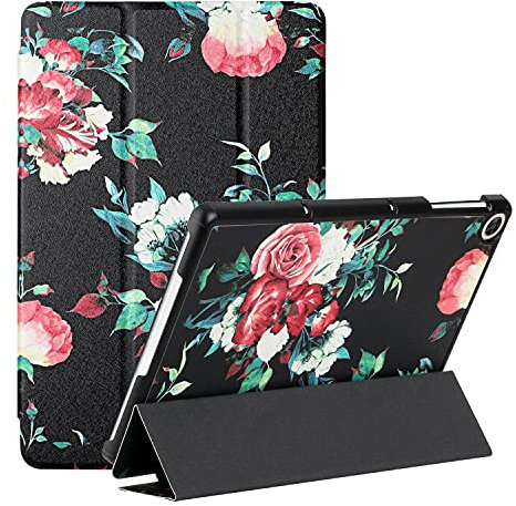 MadBee Tableta Funda para Huawei MatePad T10/T10S (9.7 Inch, 2020 Release), Súper Delgada y Ligera Carcasa con Función de Soporte Triple Plegable [No Auto-Reposo/Activación] (Flor)