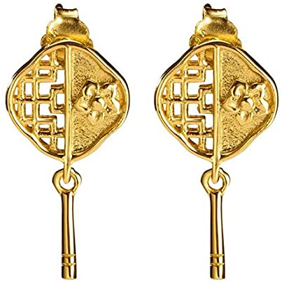 LOKILOKI 18k Gold Fenstergitter Blume Ohrstecker Für Frauen 925 Sterling Silber Chinesischen Stil Weiblichen Vintage Schmuck Hohe Qualität