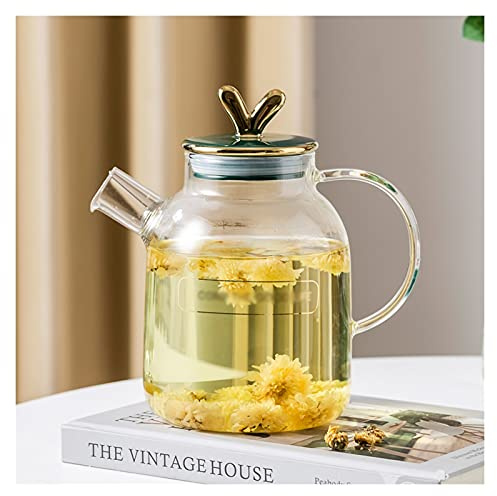 xuejuanshop Wasserkrüge Glaskrug mit Deckel und Auslauf heiß/kalt Wasserkanne Saft und Eistee Tee Borosilikatglas Getränk Carafe Hitzebeständige Wasserkanne Teeecker (Color : B, Size : Large)