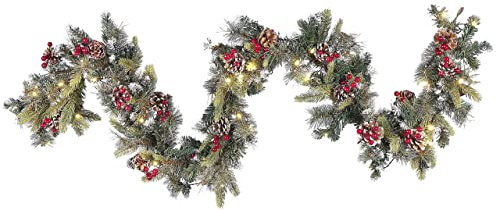 Künstliche Weihnachtsgirlande mit Beleuchtung Schnee 180 cm Indoor grün Paimio