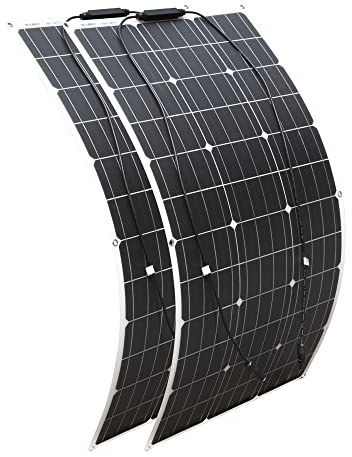 Panel solar flexible de 200W 18V son altamente eficientes, energia limpia,impermeable, adecuado Cargador solar impermeable para autocaravanas, barcos, casas, soporte movil coche(2)