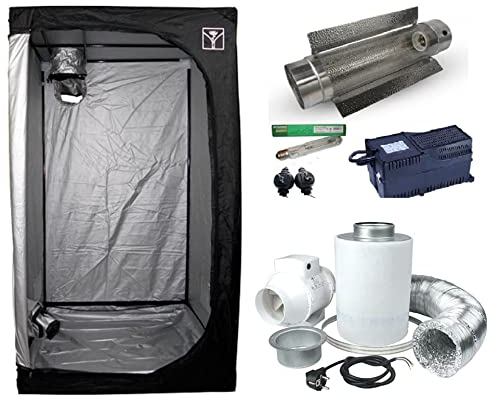 Set für den Innenbereich, Cooltube HPS 250 W, 400 W, 600 W, Klasse 2, mit Luftabzieher und Aktivkohlefilter + Zubehör (120 x 120 x 200 cm – 600 W)
