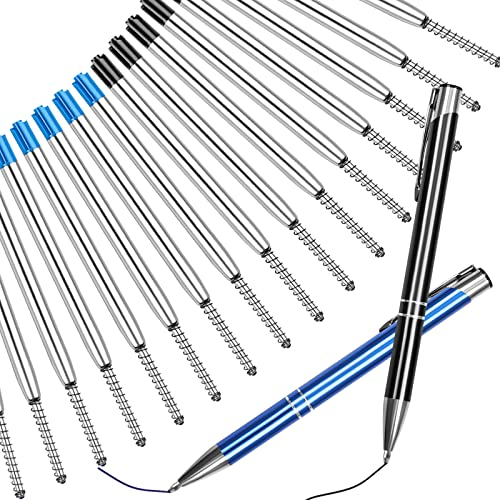 16 Stück kugelschreiberminen, funvce 0.5mm Austauschbare Kugelschreiber Ersatzminen mit Frühling und 2 Stifte, Grossraumminen für Büro, Geschäft, Schule, Blau und Schwarz