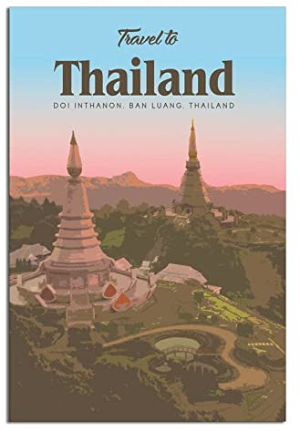 Thailand Vintage Reiseposter Gemälde Poster Modern Geschenk Schlafzimmer Dekorativ