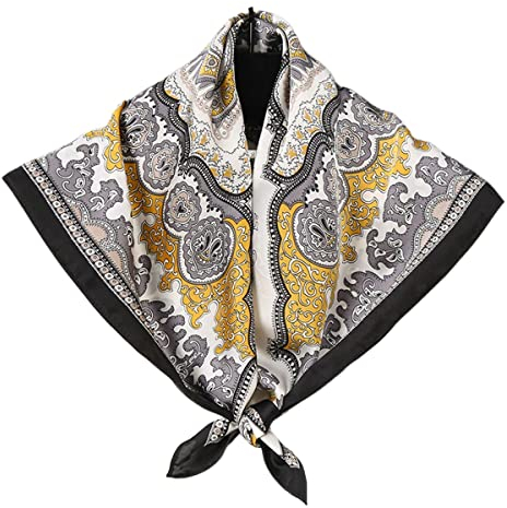 FAIRYGATE Damen Schal Halstücher Schal Tuch Kopftuch Quadrat Bandana Halstuch Seidentuch Drucken Tuch Schal Kopftuch Seide 95018