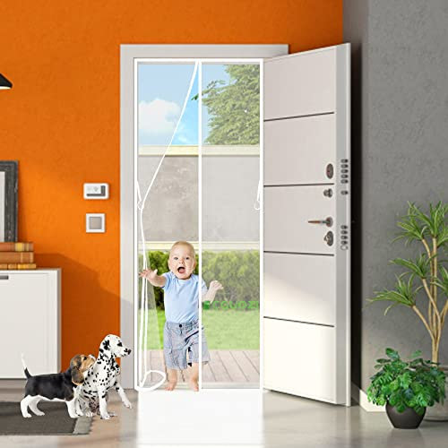 Rideau Anti Mouche 115 x 265 cm Store Moustiquaire Moustiquaire sur Mesure de Porte Anti Insecte Mouche Moustique pour Porte d Entrée Intérieur/Patio Blanc