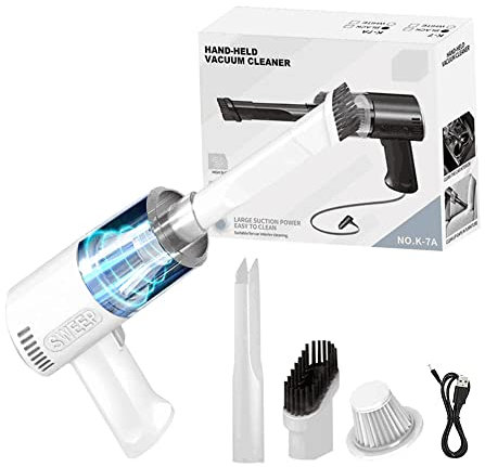 Aspirateur Voiture Puissant- 9000PA Sans fil puissant Mini Aspirateur à Main 120W,Puissant Nettoyeur de siège de Voiture 12V Aspirateur léger et Rechargeable pour Voiture à Domicile Accessoire (Blanc)