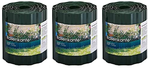 Novatool Rasenkante Kunststoff 15 cm hoch I 3x9 Meter I Grün I Mähkante Gartenbeet Umrandung Beetkante Wurzelschutzbahn Rhizomsperre für Bambus Wurzelstopp Unkrautsperre Wurzelbarriere Wurzelsperre