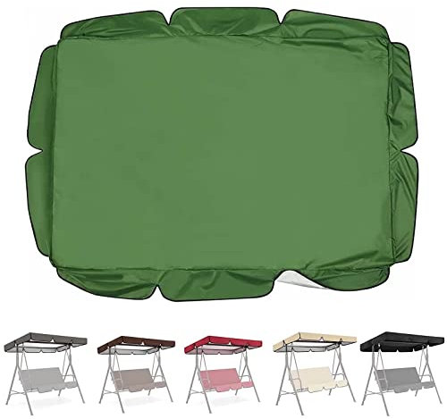 EEUK Swing Canopy Replacement Top Cover, Swing Canopy Cover Rainproof Oxfords Cloth 2 and 3 Seater Outdoor Patio Garden Swing Seat Replacement Awning Canopy Cover (Size:195x125x15cm,Color:Green)