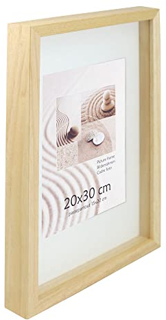 KM Foto 3D Objektrahmen Holz Bilderrahmen Shirt Trikot Rahmen Collage Wanddeko Poster S223: Farbe: Natur | Format: 50x70