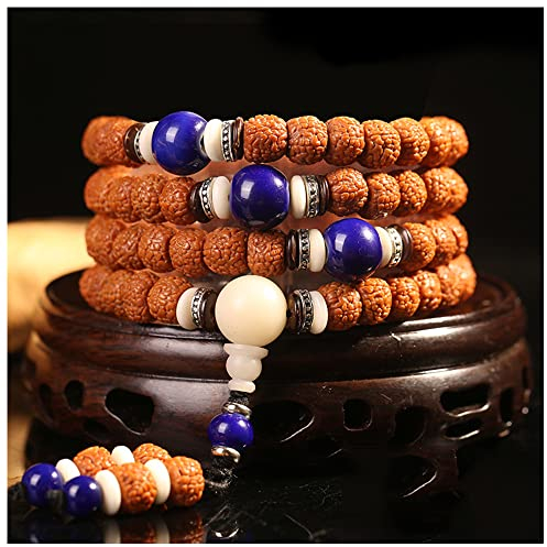 Lllunimon Rudraksha Mala 108 Perlen Männer Frauen Echte Rudraksha Samen Wickelte Armband Halskette Buddha Gebetperlen Für Meditation,F