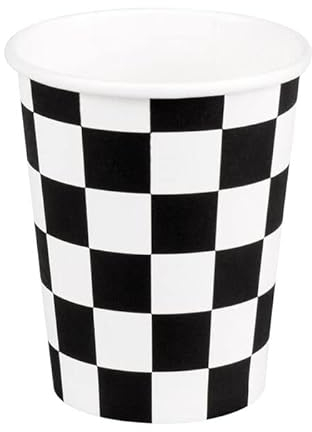 NEU Papierbecher Racing Autorennen, kariert, 10 Stück