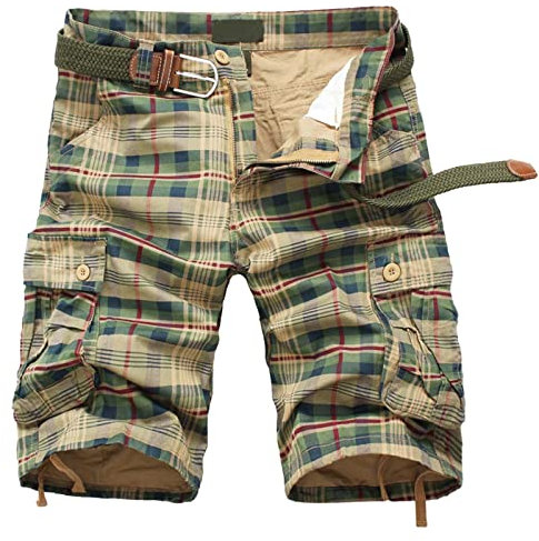 Mens Summer Fashion Plaid Camouflage Cargo Pants Straight Leg Loose Shorts Beach Pants Portefeuille Homme De Marque