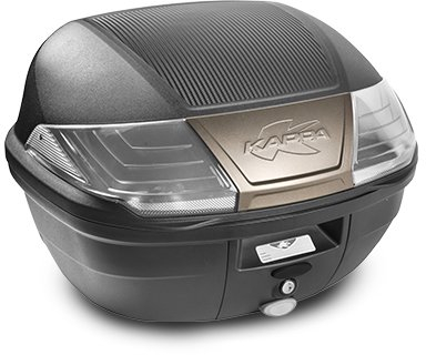 Kappa Topcase für Scooter und Maxi-Roller MONOLOCK 40 Liter Deckel mit Carbon Textur Mittelplatte in Titanfarbe inkl. Platte und Universal-Set