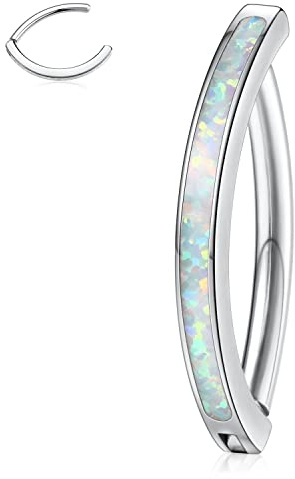 Bauchnabelpiercing Clicker Bauchnabelring 316L Chirurgenstahl Bauchnabelpiercing 14G Bauchnabel Clicker Ring CZ Opal Bauchnabelpiercing Niete Umgekehrt gebogener Nabel Barbell Umgekehrter Nabelring