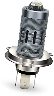Ruiandsion Ampoule H4 LED pour phare de moto P43T Blanc AC 12-36V / DC 12-80V Ampoule LED Super Bright 3000LM avec lentille de projecteur pour phare de moto, non polaire
