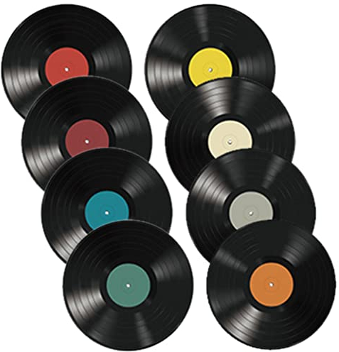 HOMSFOU Wohnkultur 8 Stück Leere Vinyl-Schallplatten Gefälschte Dekorative Vintage-Schallplatten Wandkunst Ästhetische Bilder Wohnheimzimmer-Wandplatten Für Rock'n'roll-Musikparty-