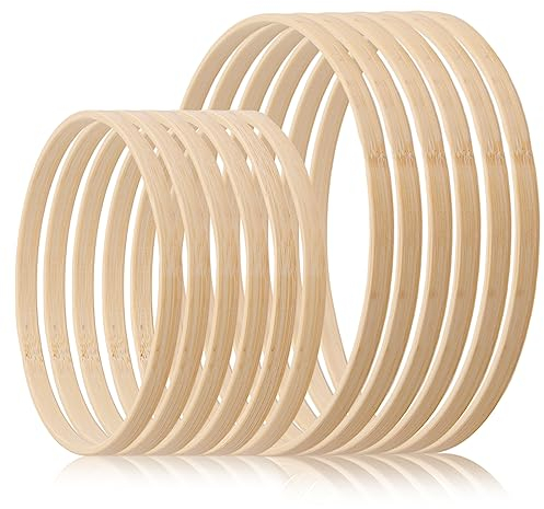 12 Stück 2 Größen Bambus Floral Hoop Traumfänger Ringe Bambus Holz Bambus Blumenkranz Kranz Makramee Craft Hoop Ringe für Hochzeit Kranz Decor und Wandbehang Handwerk (15cm/20cm)