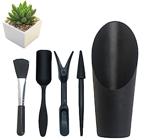 LuckyOpt Mini herramientas para suculentas, kit de herramientas de plantación de suculentas de 5 piezas para plantar en interiores, herramientas de jardinería suculentas para excavar, pala de 2