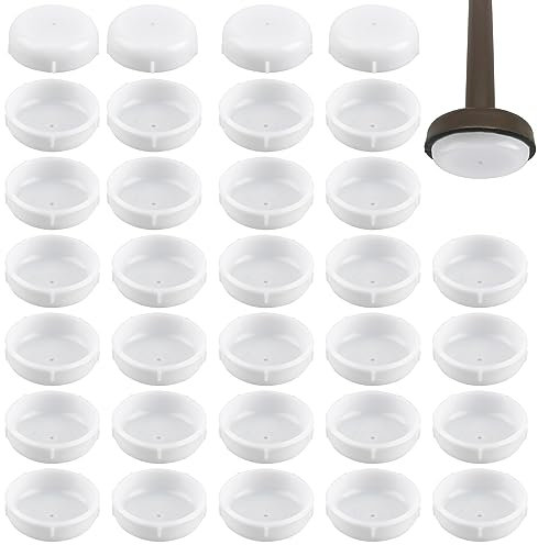 UFURMATE Chair Leg Glides, 32Pcs 1.49 Inch Patio Furniture Round Gliders Wrought Iron Outdoor Chair Leg Glides Anti-Scratch Plastic Garden Furniture Feet Caps for Protecting Floors (White)